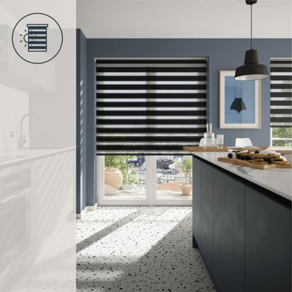 GoodHome Elin dag/nat rullegardin 107,3 x 160 cm mat-sort