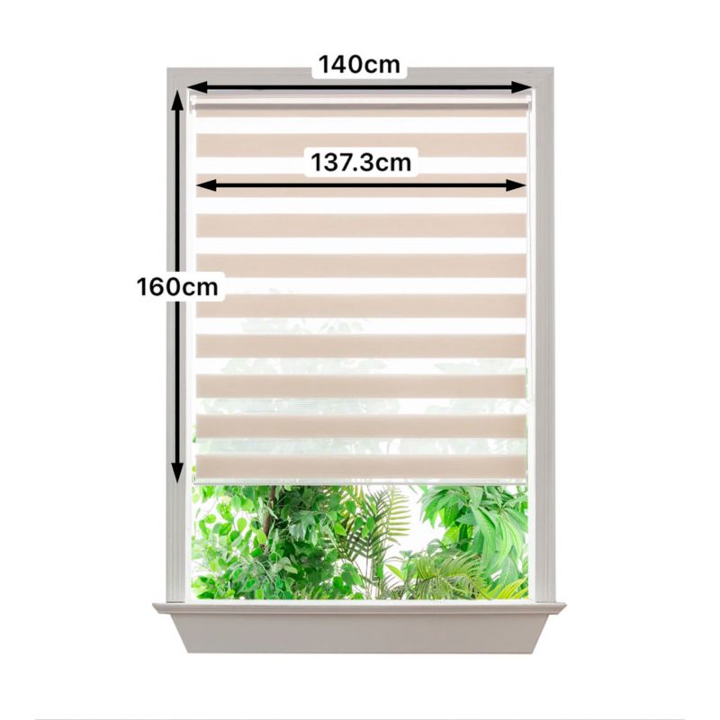 GoodHome Elin dag-nat rullegardin 137,3 x 160 cm lys beige