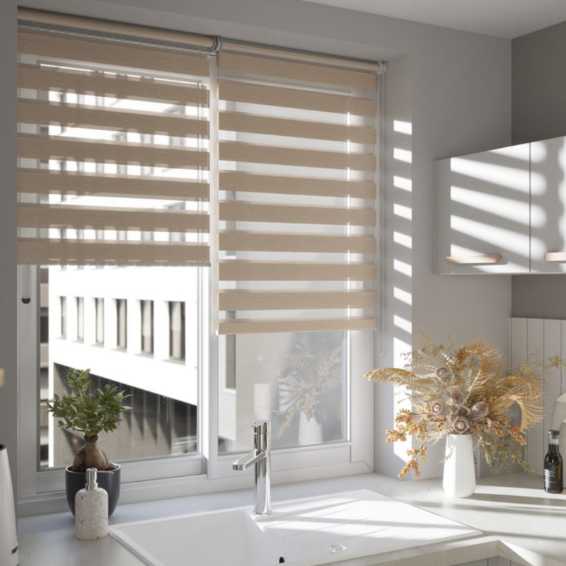 GoodHome Elin dag-nat rullegardin 57,3 x 160 cm lys beige