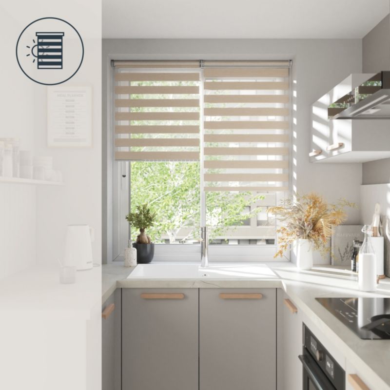 GoodHome Elin dag-nat rullegardin 57,3 x 160 cm lys beige