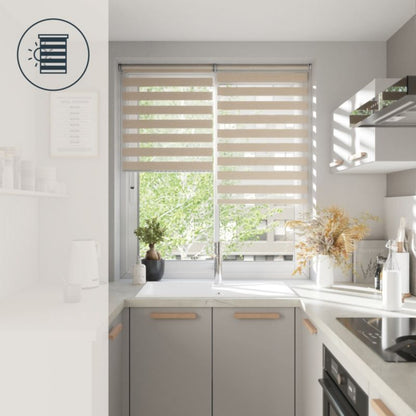 GoodHome Elin dag-nat rullegardin 57,3 x 160 cm lys beige
