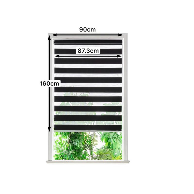GoodHome Elin dag-nat rullegardin 87,3 x 160 cm mat-sort