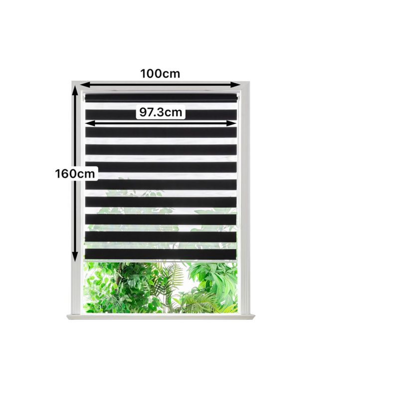 GoodHome Elin dag-nat rullegardin 97,3 x 160 cm sort
