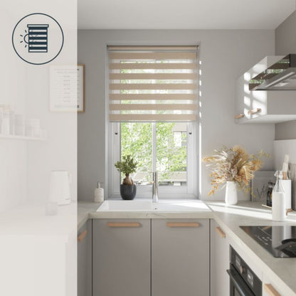 GoodHome Elin dag-nat rullegardin 97,3 x 240 cm i lys beige