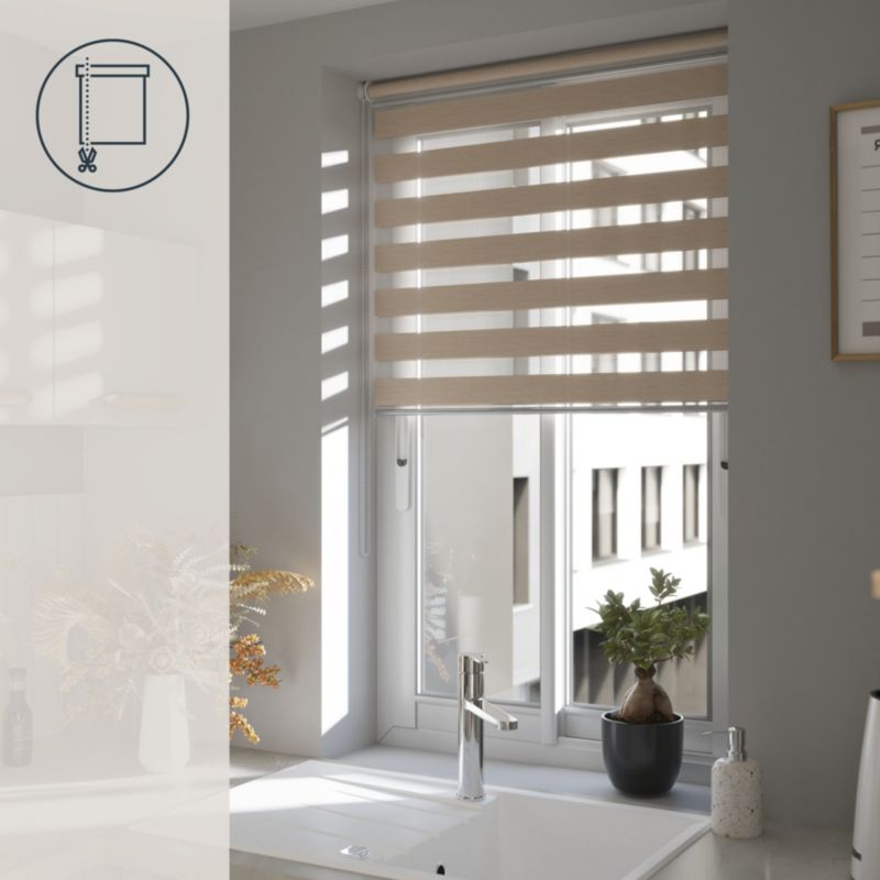 GoodHome Elin dag-nat rullegardin 97,3 x 240 cm i lys beige