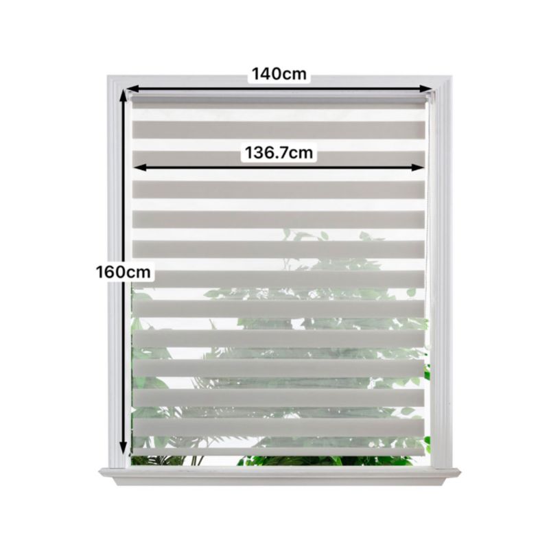 Dag- og nat rullegardin OPP 136,7 x 160 cm lys grå