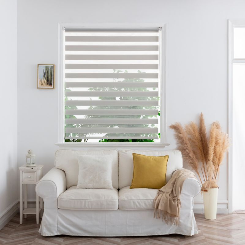 Dag- og nat rullegardin OPP 136,7 x 160 cm lys grå