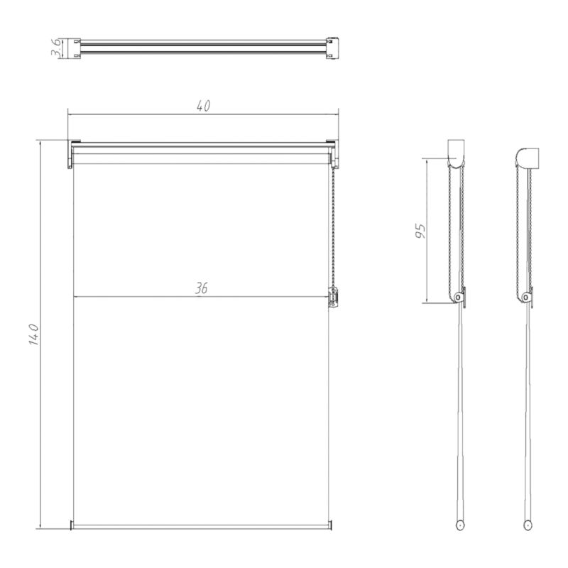 Dags- og natrullegardin OPP 36,7 x 140 cm hvid