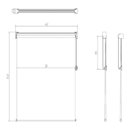 Dags- og natrullegardin OPP 36,7 x 140 cm hvid