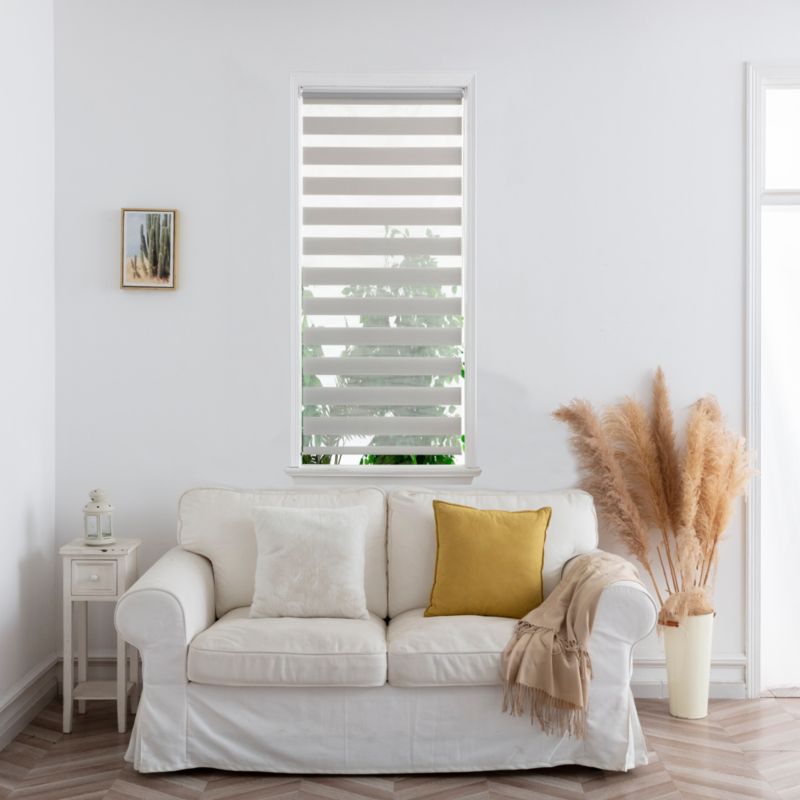 Dags- og natrullegardin OPP 36,7 x 140 cm lys grå