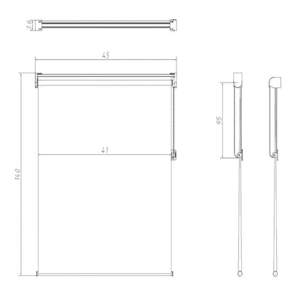 Dag- og natrullegardin OPP 41,7 x 140 cm hvid