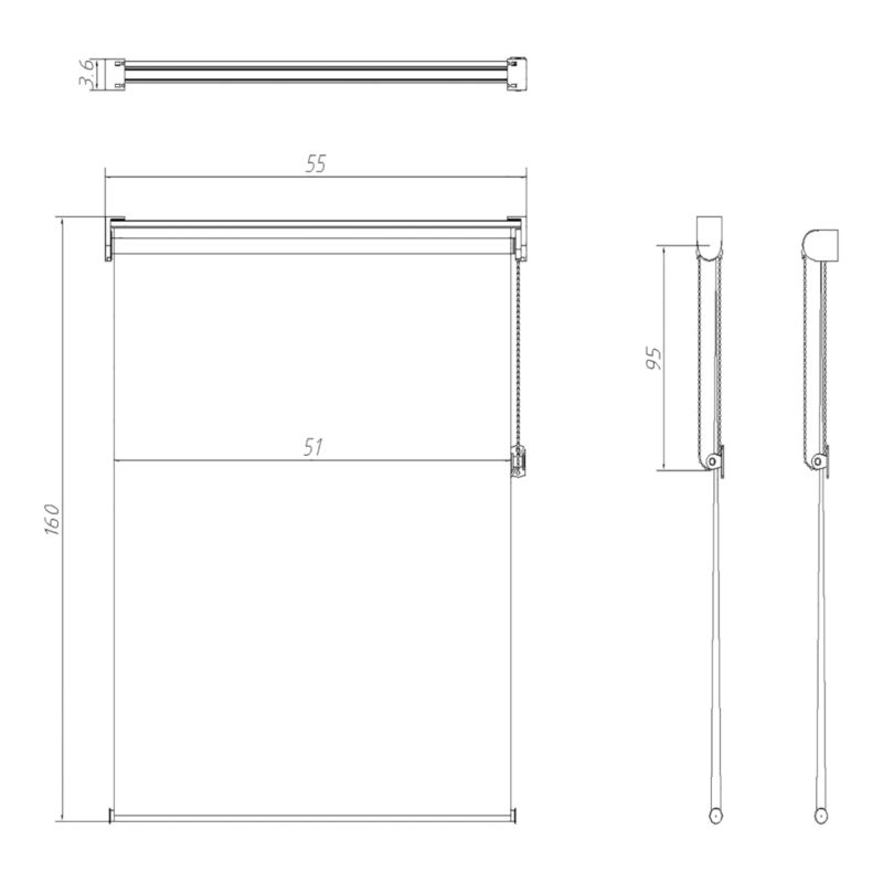 Dags- og nat rullegardin OPP 51,7 x 160 cm hvid
