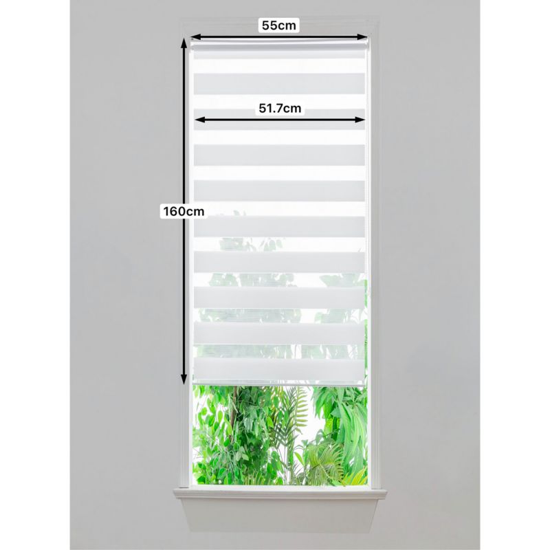 Dags- og nat rullegardin OPP 51,7 x 160 cm hvid