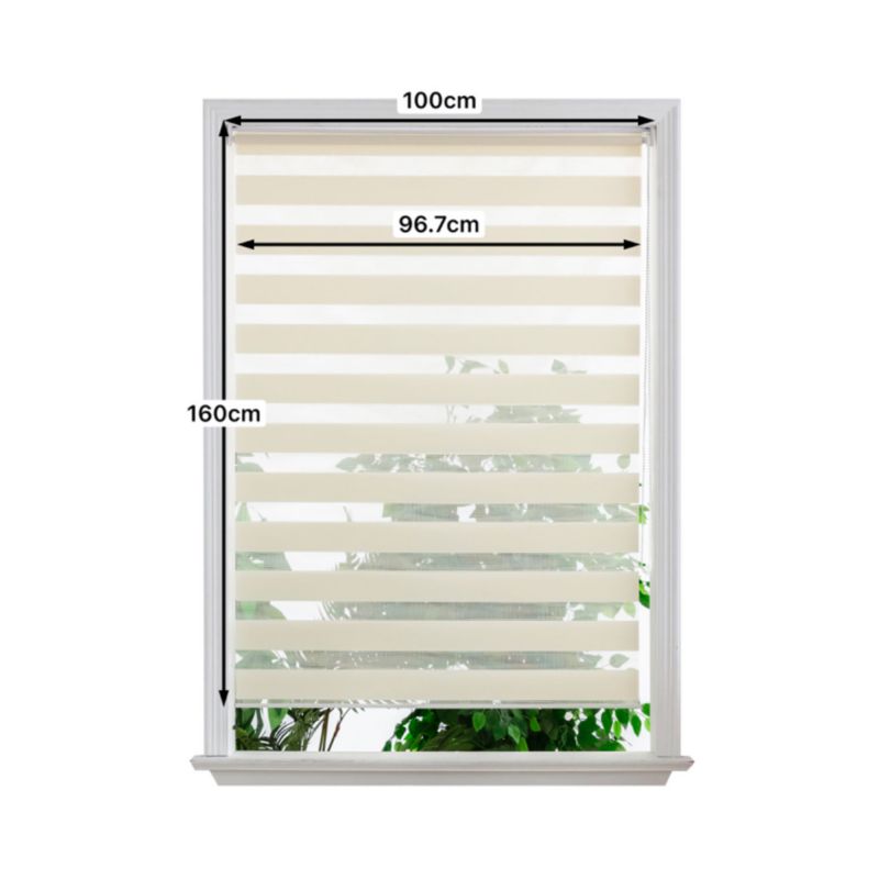 Dag- og nat rullegardin OPP 96,7 x 160 cm i creme