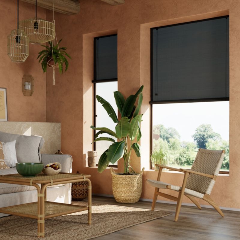GoodHome Akapa bambus rullegardin 60 x 180 cm sort