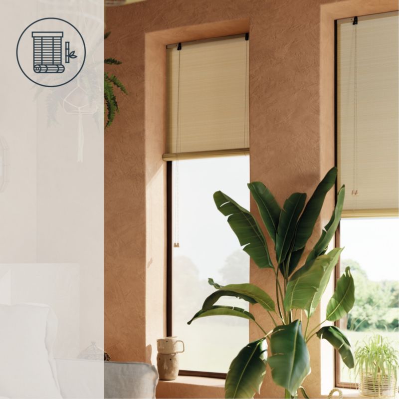 GoodHome Akapa bambus rullegardin 90 x 180 cm lys beige