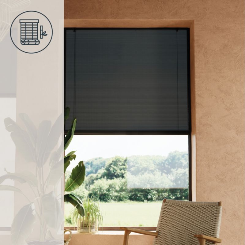 GoodHome Akapa bambus rullegardin sort 120 x 180