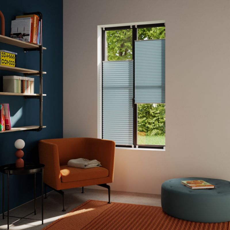 GoodHome Caprera plissé-gardin 57 x 150 cm blå