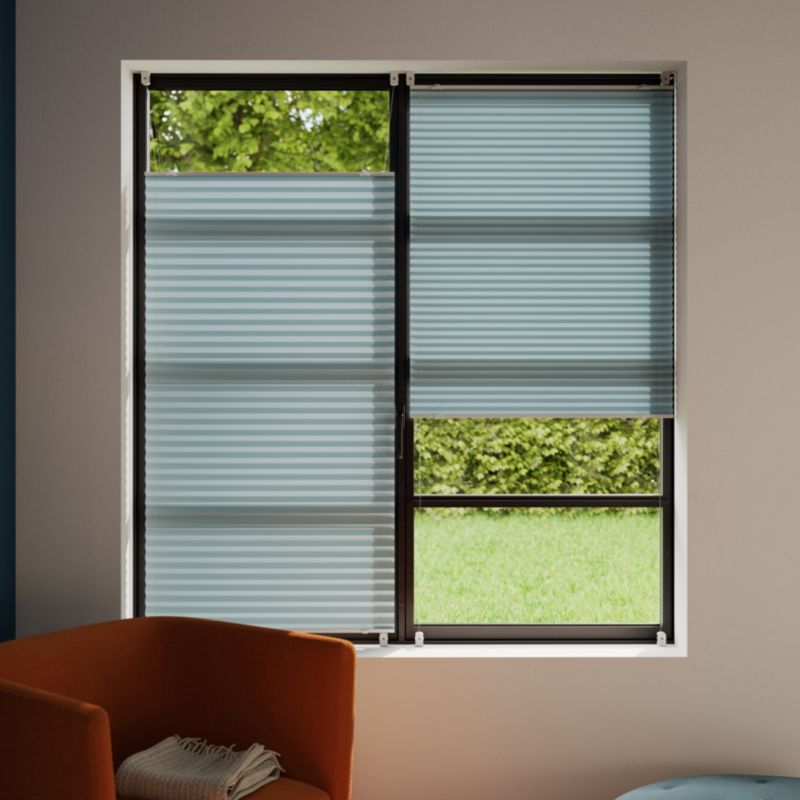 GoodHome Caprera plisségardin 73 x 150 cm blå