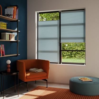 GoodHome Caprera plisségardin 73 x 150 cm blå