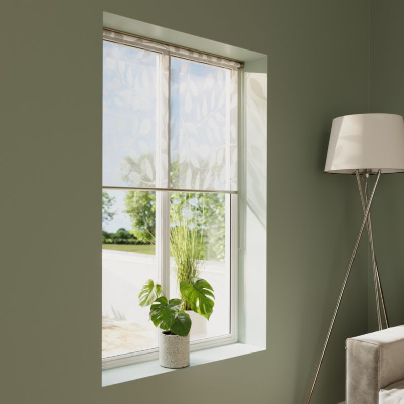 GoodHome Flasor rullegardin BLOMSTER 117,3 x 160 cm hvid