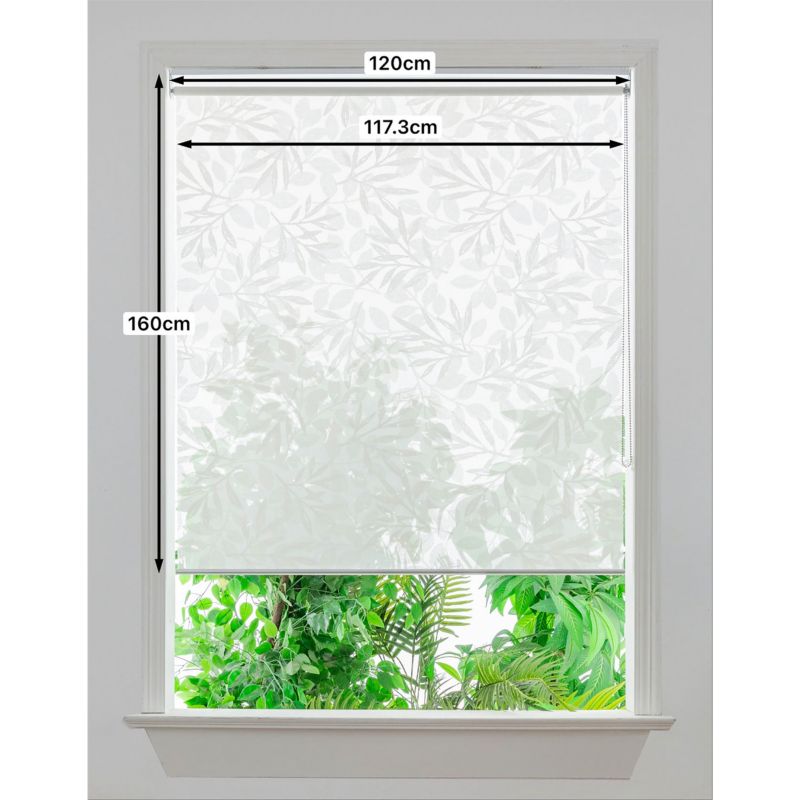 GoodHome Flasor rullegardin BLOMSTER 117,3 x 160 cm hvid