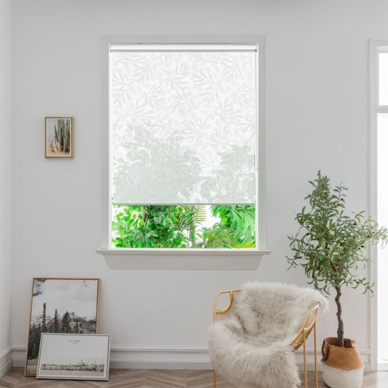 GoodHome Flasor rullegardin BLOMSTER 117,3 x 160 cm hvid