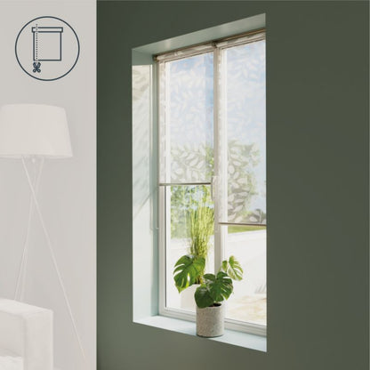 GoodHome Flasor rullegardin med blomster 42,3 x 160 cm hvid
