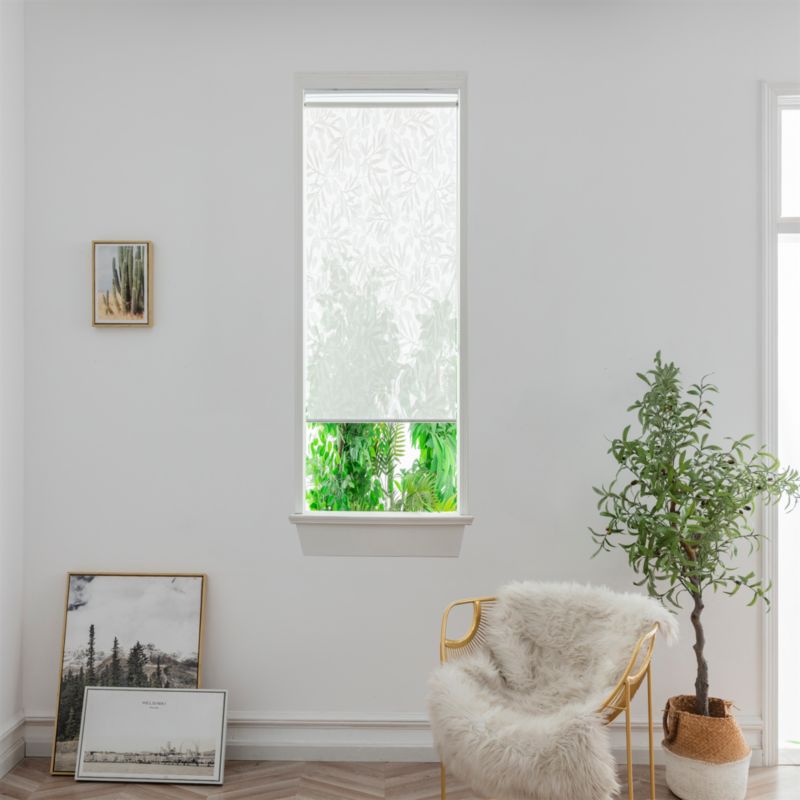 GoodHome Flasor rullegardin med blomster 52,3 x 160 cm hvid