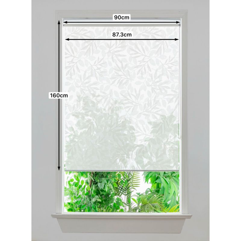 GoodHome Flasor rullegardin med blomster 87,3 x 160 cm hvid