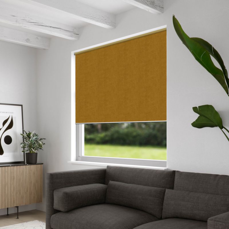 Velvet rullegardin 42 x 180 cm i gul okker