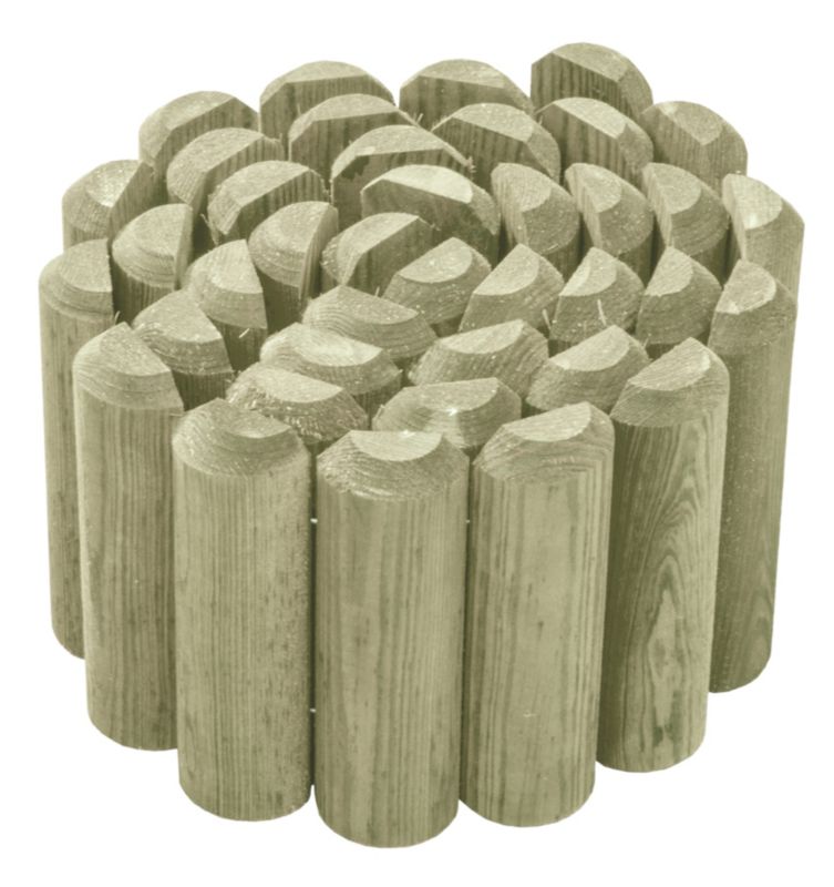 Rollborder høvlet 180 x 15 cm Ø 23 x 46 mm grøn