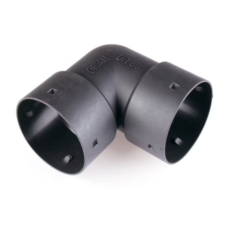 Rørbøjning 90° 80 mm Sort
