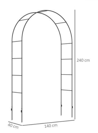 Rosenbue 140x40x240 cm Sort Metal