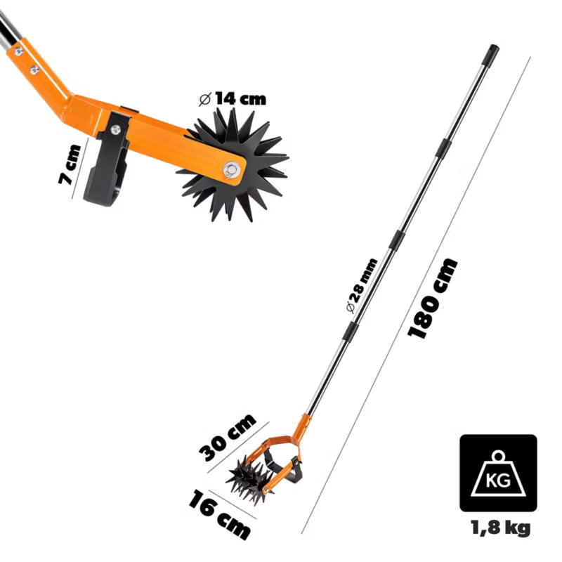 Roterende Håndkultivator 180 cm Rustfrit Stål