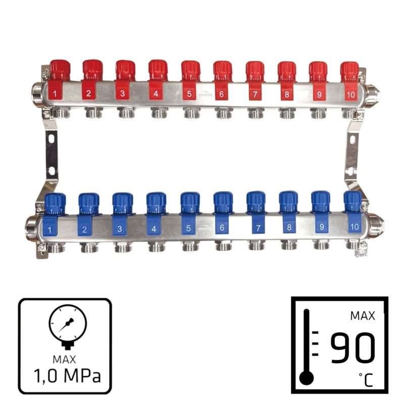 Varmefordeler Prov INOX Plus 10 Kredse Rustfrit Stål