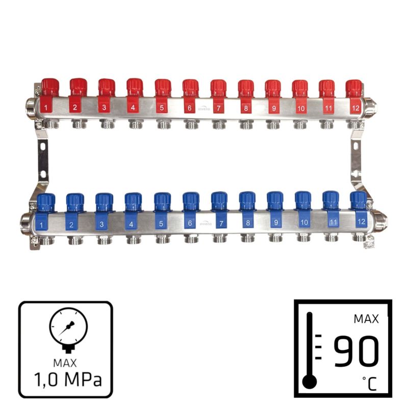 Varmefordelerrør 12 Kredse Rustfrit Stål | PM-07-012-Z