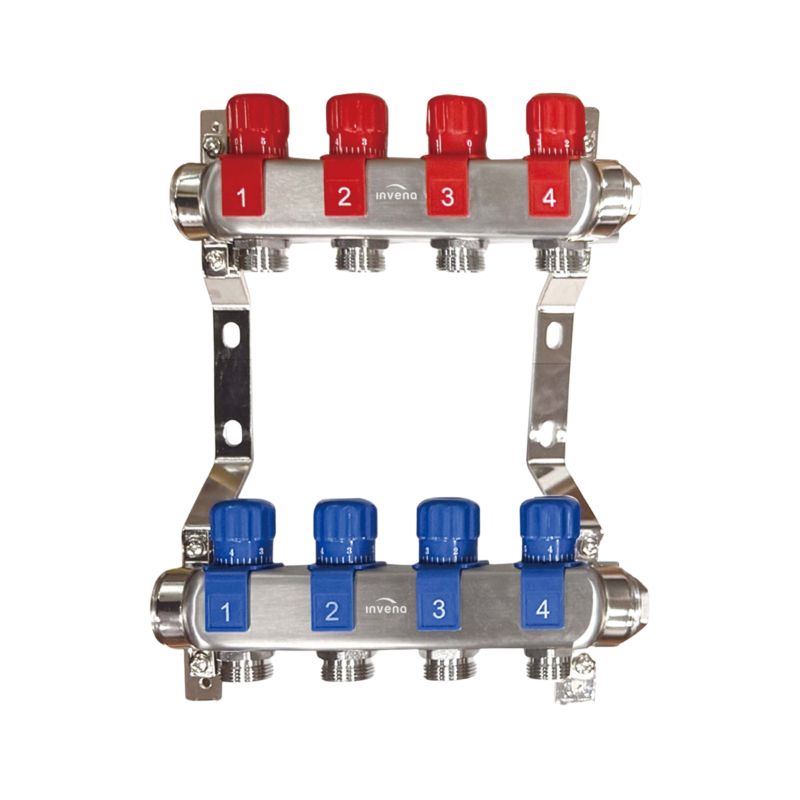 Radiatorfordeler 4 Kredse Rustfrit Stål PM-07-004-Z
