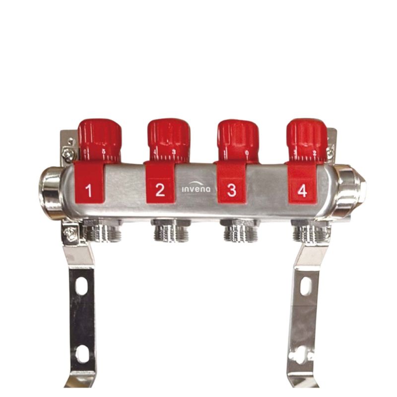 Radiatorfordeler 4 Kredse Rustfrit Stål PM-07-004-Z