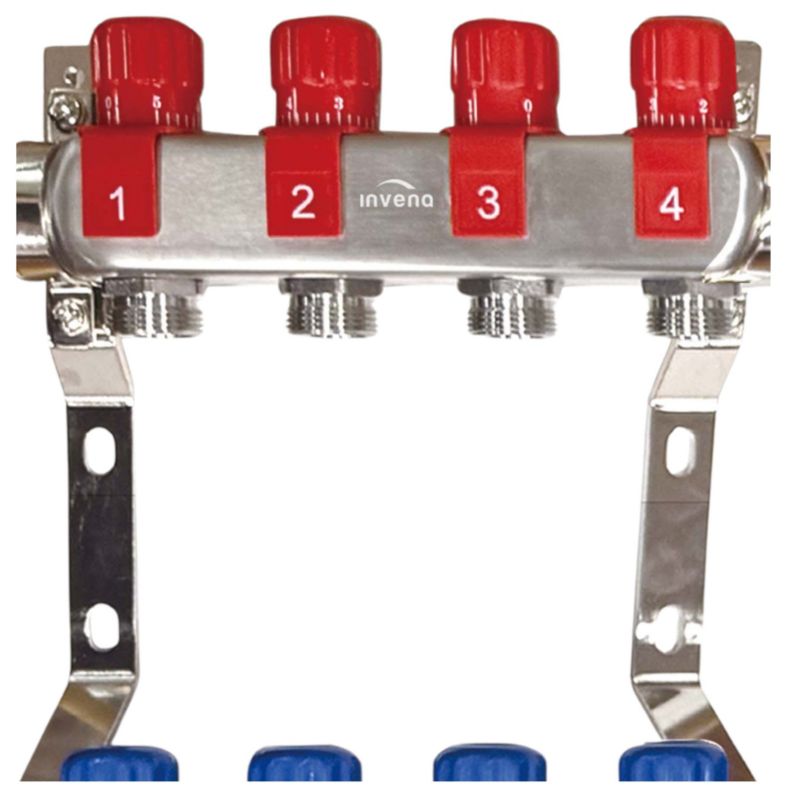 Radiatorfordeler 4 Kredse Rustfrit Stål PM-07-004-Z