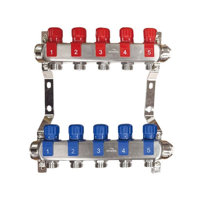 Radiatorfordeler 5 Kredse Rustfrit Stål PM-07-005-Z