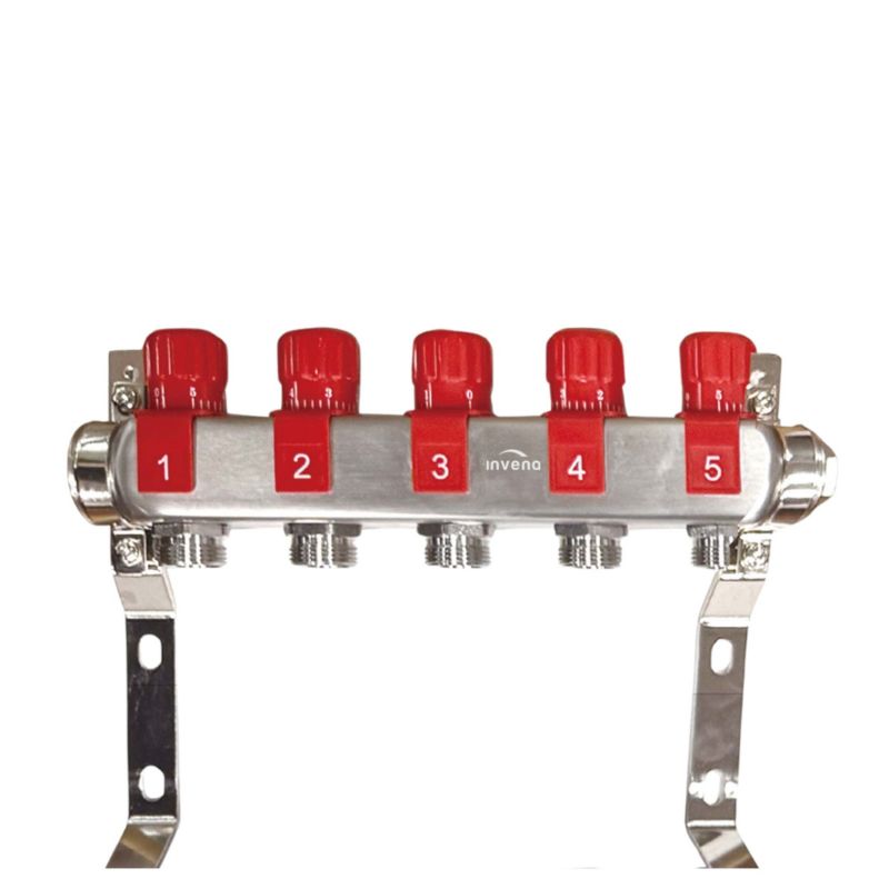 Radiatorfordeler 5 Kredse Rustfrit Stål PM-07-005-Z