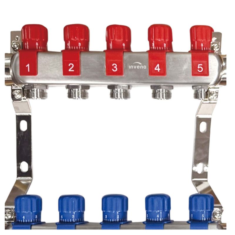 Radiatorfordeler 5 Kredse Rustfrit Stål PM-07-005-Z