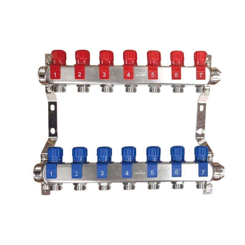 Radiatorfordeler 7 Kredse Rustfrit Stål PM-07-007-Z