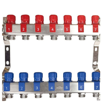 Radiatorfordeler 7 Kredse Rustfrit Stål PM-07-007-Z