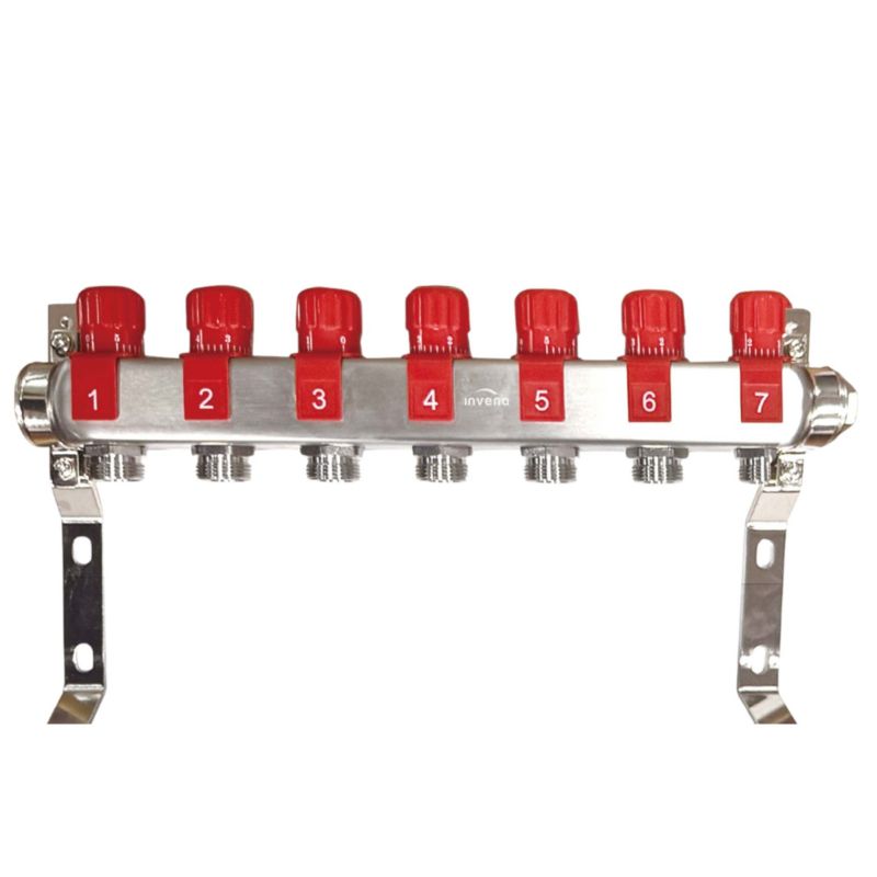 Radiatorfordeler 7 Kredse Rustfrit Stål PM-07-007-Z