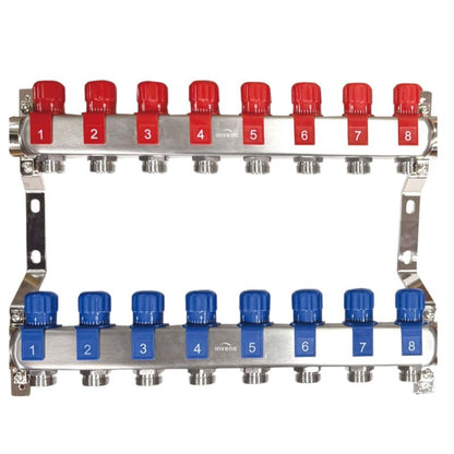 Varmefordelerrør 8 Kredse Rustfrit Stål PM-07-008-Z