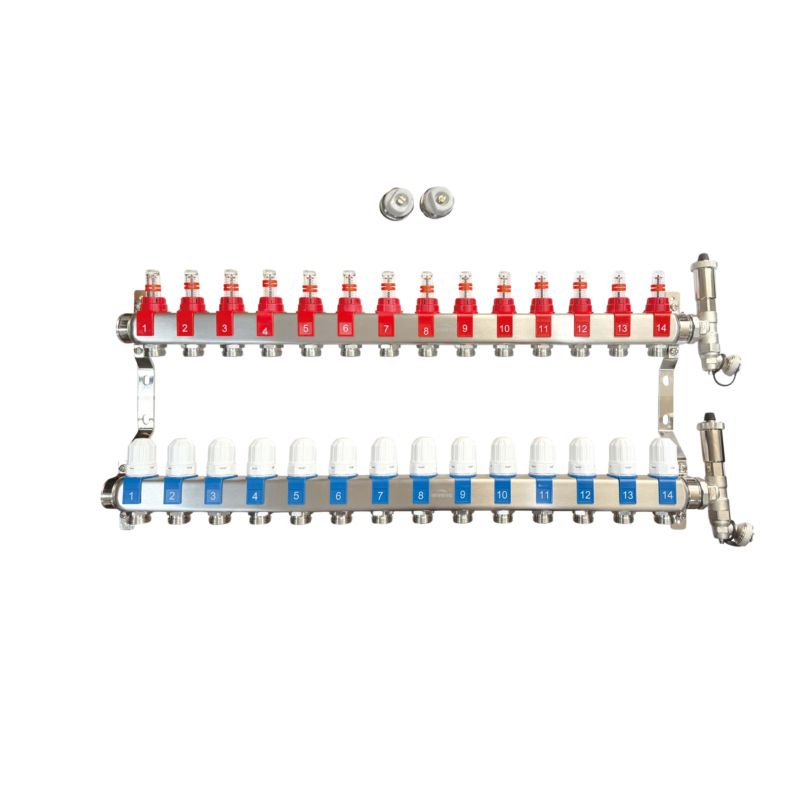 Gulvvarmefordeler 14 Kredse Rustfrit Stål PM-06-014-Z