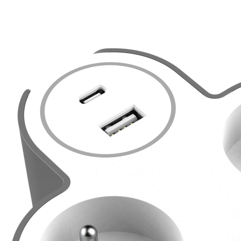 Jacobsen forgreningsstik med 2 jordede stik og USB-porte