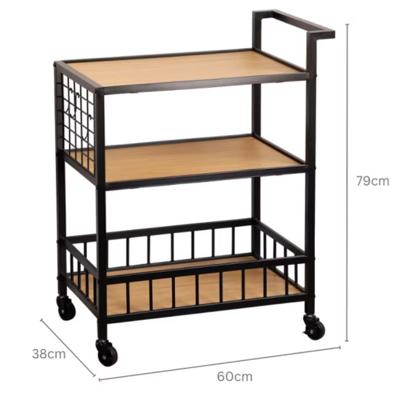 Rullebord 3 Hylder 60x38x79 cm Metal